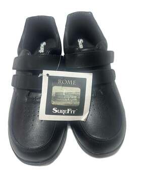 SureFit Rome Men's Black Leather Double Strap Orthopedic Diabetic Shoes